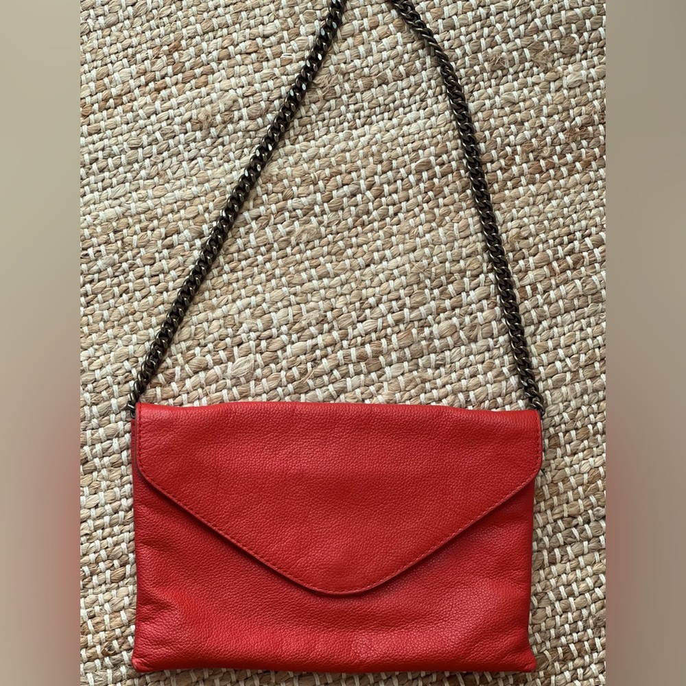J. CREW NWOT | Pebble Leather Red Envelope Shoulder Bag